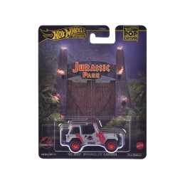 1992 Jeep Wrangler Sahara Gray with Red Stripes 'Jurassic Park' (1993) Movie 'Pop Culture' Series Diecast Model Car by Hot Wheels