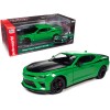 2017 Chevrolet Nickey Camaro SS 1LE Krypton Green with Matt Black Hood and Black Stripes 1/18 Diecast Model Car by Auto World