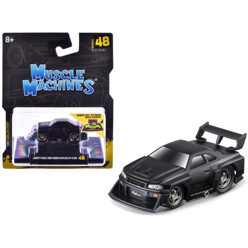 1999 Nissan Skyline GT-R (R34) #5 'Liberty Walk' Matt Black 1/64 Diecast Model Car by Muscle Machines