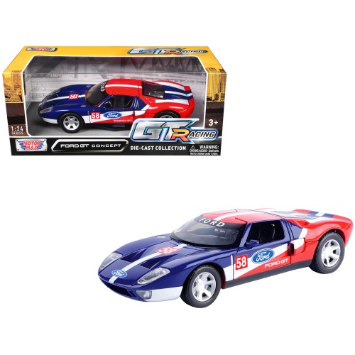 Ford GT Concept #58 Blue and Red with White Stripes 'GT Racing' Series 1/24 Diecast Model Car by Motormax