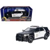2022 Ford Police Interceptor Utility Black and White 'Los Angeles Police Department (LAPD)' with Flashing Light Bar and Front and Rear Lights and Sounds 1/24 Diecast Model Car by Motormax