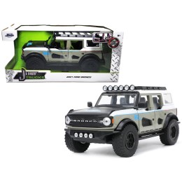2021 Ford Bronco Gray and White with Matt Black Hood with Roof Rack 'M2 Motoring' 'Just Trucks' Series 1/24 Diecast Model Car by Jada