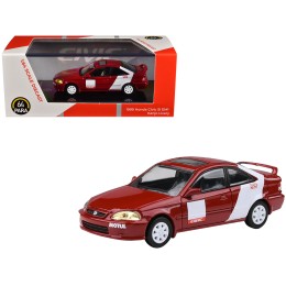 1999 Honda Civic Si EM1 'Kanjo Livery' Red with White Stripes 1/64 Diecast Model Car by Paragon Models