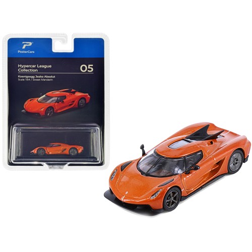 Koenigsegg Jesko Absolut Sweet Mandarin Orange Metallic 'Hypercar League Collection' 1/64 Diecast Model Car by PosterCars