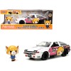1986 Toyota Trueno (AE86) RHD (Right Hand Drive) #25 White with Graphics and Aggretsuko Diecast Figure 'Aggretsuko' 'Anime Hollywood Rides' Series 1/24 Diecast Model Car by Jada
