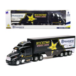Peterbilt 387 Semi-Truck Black 'Rockstar Energy Drink - Husqvarna Factory Racing' 1/32 Diecast Model by New Ray
