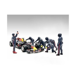 Formula One F1 Pit Crew 7 Figure Set Team Blue Release III for 1/18 Scale Models by American Diorama