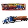 Kenworth W900 Truck with Flatbed Trailer Blue with Forklift and Pallets 'Long Haul Truckers' Series 1/32 Diecast Model by New Ray