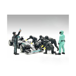 Formula One F1 Pit Crew 7 Figure Set Team Black Release III for 1/18 Scale Models by American Diorama