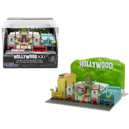 'Hollywood 100' Walk of Fame Diorama with Pink Convertible and Double-Decker Bus 'Nano Scene' Series model by Jada