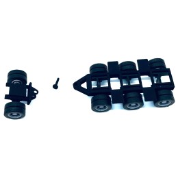 Lowboy Tri-Axle Booster with Integrated Rear Axle (2 Sets) 1/87 (HO) Plastic Model by Promotex
