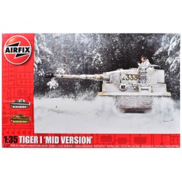 Level 3 Model Kit Tiger I 'Mid Version' Tank with 2 Scheme Options 1/35 Plastic Model Kit by Airfix