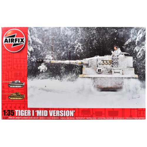 Level 3 Model Kit Tiger I 'Mid Version' Tank with 2 Scheme Options 1/35 Plastic Model Kit by Airfix