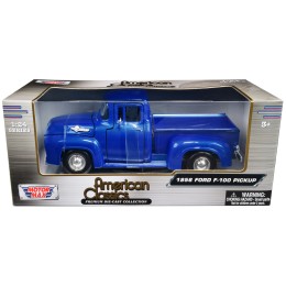 1956 Ford F-100 Pickup Truck Blue Metallic 'American Classics' Series 1/24 Diecast Model Car by Motormax
