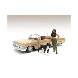 'Lowriderz' Figurine IV and a Dog for 1/18 Scale Models by American Diorama