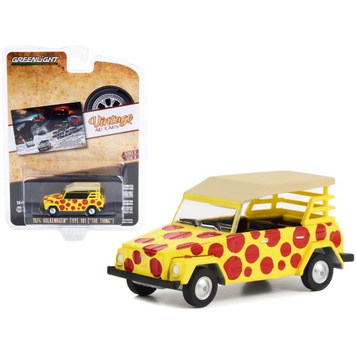 1974 Volkswagen Thing Type 181 Yellow with Red Polka Dots 'Volkswagen Presents The Thing. It Can Be Anything!!!' 'Vintage Ad Cars' Series 8 1/64 Diecast Model Car by Greenlight