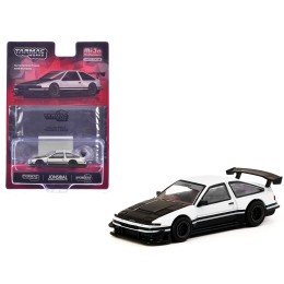 Toyota Sprinter Trueno AE86 Widebody RHD (Right Hand Drive) White and Black with Tarmac Cards 'Global64' Series 1/64 Diecast Model by Tarmac Works