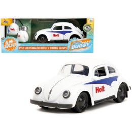 1959 Volkswagen Beetle 'Holt' White with Blue Graphics and Boxing Gloves Accessory 'Punch Buggy' Series 1/32 Diecast Model Car by Jada