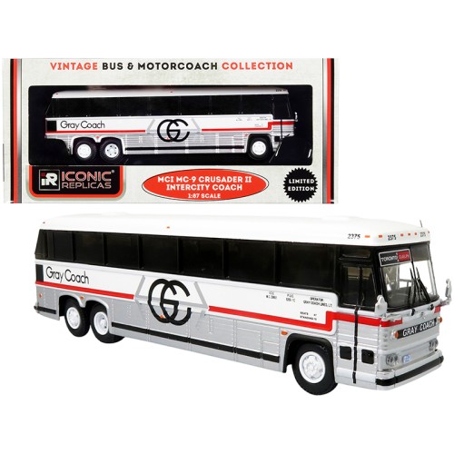 1980 MCI MC-9 Crusader II Intercity Coach Bus 'Toronto - Guelph' Ontario (Canada) 'Gray Coach' 'Vintage Bus & Motorcoach Collection' 1/87 (HO) Diecast Model by Iconic Replicas