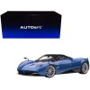 Pagani Huayra Roadster Blue Tricolore Carbon Fiber with Black Top with Luggage Set 1/18 Model Car by Autoart