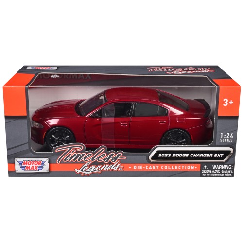 2023 Dodge Charger SXT Red Metallic 'Timeless Legends' Series 1/24 Diecast Model Car by Motormax