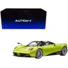 Pagani Huayra Roadster Verde Firenze Green Metallic and Carbon with Luggage Set 1/18 Model Car by Autoart