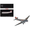 Douglas DC-3 Commercial Aircraft 'TWA (Trans World Airlines)' (NC1943) Polished Metal Finish with Red Tail Stripes 'Gemini 200' Series 1/200 Diecast Model Airplane by GeminiJets