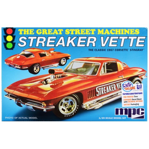 Skill 2 Model Kit 1967 Chevrolet Corvette Stingray 'Streaker Vette' 'The Great Street Machines' Series 1/25 Scale Model Car by MPC