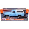 1978 Ford Bronco Custom Light Blue and White 'Timeless Legends' Series 1/24 Diecast Model Car by Motormax