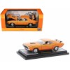 1971 Dodge Challenger R/T 440 Orange with Yellow Stripes and White Interior Limited Edition to 5250 pieces Worldwide 1/24 Diecast Model Car by M2 Machines