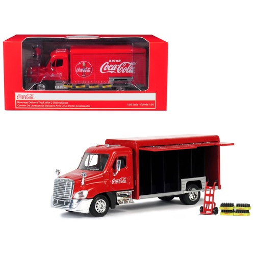 Beverage Delivery Truck 'Coca-Cola' with Handcart and 4 Bottle Cases 1/50 Diecast Model by Motorcity Classics