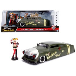 1951 Mercury Matt Green with Harley Quinn Diecast Figurine 'DC Comics Bombshells' Series 1/24 Diecast Model Car by Jada