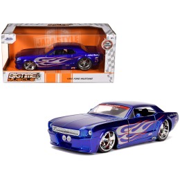 1965 Ford Mustang #5 'L. John's Racing' Candy Blue with Flame Graphics 'Bigtime Muscle' Series 1/24 Diecast Model Car by Jada