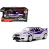 1995 Nissan Skyline GT-R (BCNR33) Purple and Silver Metallic 'Fast & Furious' Series 1/32 Diecast Model Car by Jada