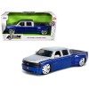 1999 Chevrolet Silverado Dually Pickup Truck Blue Metallic and Silver with Custom KMC Wheels 'Just Trucks' Series 1/24 Diecast Model Car by Jada