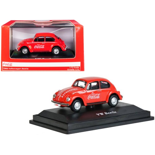 1966 Volkswagen Beetle 'Coca-Cola' Red 1/72 Diecast Model Car by Motorcity Classics