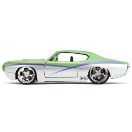 1969 Pontiac GTO Judge Green Metallic and Silver with Stripes 'Bigtime Muscle' Series 1/24 Diecast Model Car by Jada