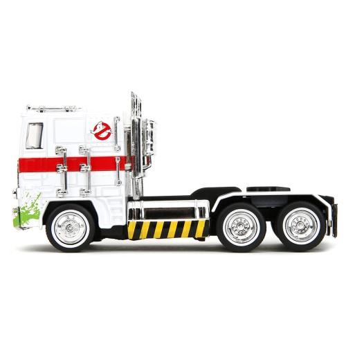 G1 Autobot Optimus Prime Truck White with Robot on Chassis from 'Transformers' TV Series - 'Ghostbusters' (1984) Movie Crossover 'Hollywood Rides' Series Diecast Model by Jada