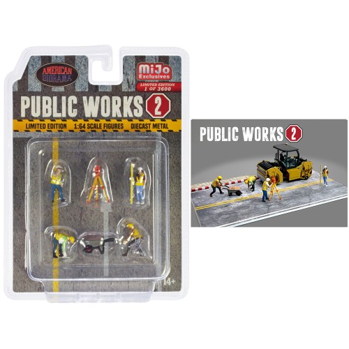 'Public Works 2' 6 piece Diecast Figure Set (4 Figures 1 camera 1 wheelbarrow) Limited Edition to 3600 pieces Worldwide for 1/64 scale models by American Diorama