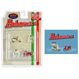 'Motomania 6' 4 piece Diecast Figure Set (2 Figures 2 Scooters) Limited Edition to 4800 pieces Worldwide 1/64 Scale Models by American Diorama