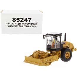 CAT Caterpillar CS56 Padfoot Drum Vibratory Soil Compactor with Operator 'High Line' Series 1/87 (HO) Scale Diecast Model by Diecast Masters