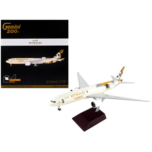 Boeing 777F Commercial Aircraft 'Etihad Airways Cargo' Beige with Tail Graphics 'Gemini 200 - Interactive' Series 1/200 Diecast Model Airplane by GeminiJets