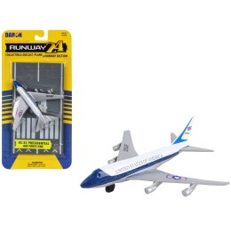 Boeing VC-25 Aircraft White and Blue 'United States Air Force One' with Runway Section Diecast Model Airplane by Runway24