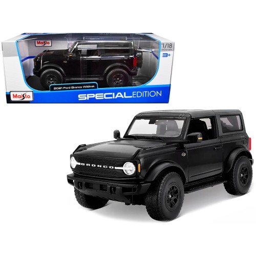 2021 Ford Bronco Wildtrak Black Metallic with Dark Gray Top 'Special Edition' 1/18 Diecast Model Car by Maisto