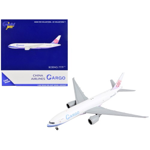 Boeing 777F Commercial Aircraft 'China Airlines Cargo' White with Purple Stripes and Tail 1/400 Diecast Model Airplane by GeminiJets