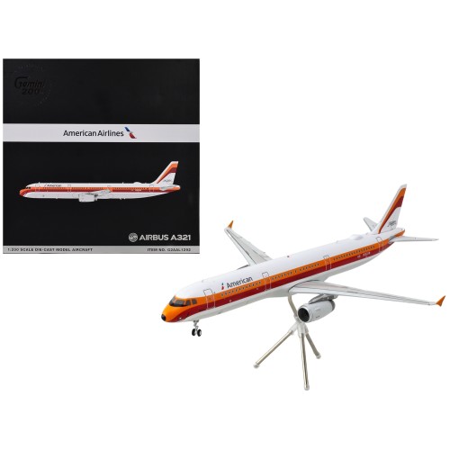 Airbus A321 Commercial Aircraft 'American Airlines - PSA' (N582UW) White with Red and Orange Stripes 'Gemini 200' Series 1/200 Diecast Model Airplane by GeminiJets