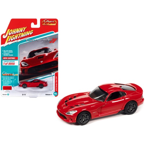 2014 Dodge Viper SRT Adrenaline Red 'Classic Gold Collection' Series Limited Edition to 8956 pieces Worldwide 1/64 Diecast Model Car by Johnny Lightning