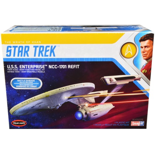 Skill 2 Snap Model Kit U.S.S. Enterprise NCC-1701 Refit Spaceship 'Star Trek II: The Wrath of Khan' (1982) Movie 1/1000 Scale Model by Polar Lights