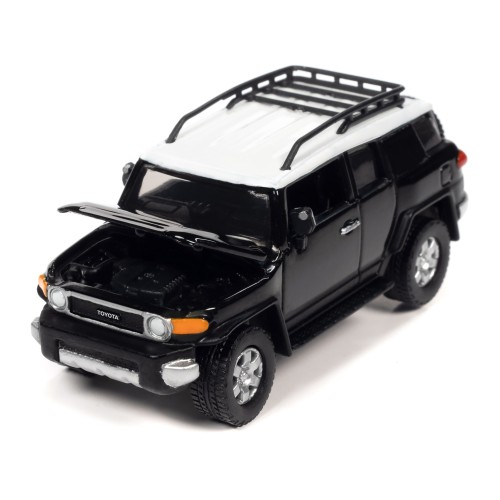 2007 Toyota FJ Cruiser Black Diamond with White Top and Roofrack 'Classic Gold Collection' Series Limited Edition 1/64 Diecast Model Car by Johnny Lightning