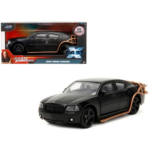 2006 Dodge Charger Matt Black with Outer Cage 'Fast & Furious' Series 1/32 Diecast Model Car by Jada